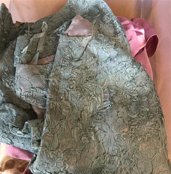 Mauve satin evening dress, floral summer dress & a lace dress (3)